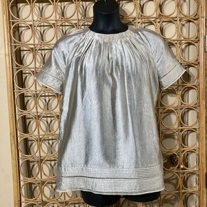 BCBGMAXAZRIA pewter pleated blouse